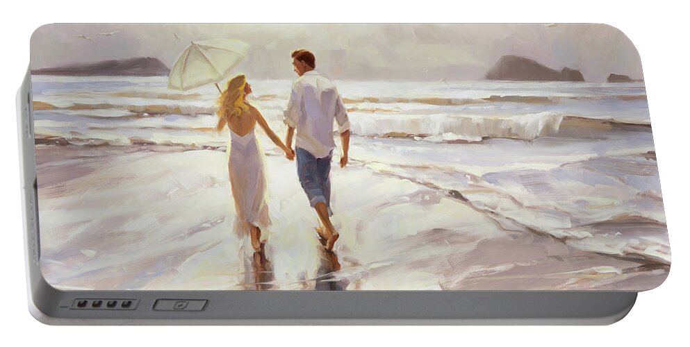 Romantic Portable Battery Charger featuring the painting Hand in Hand by Steve Henderson