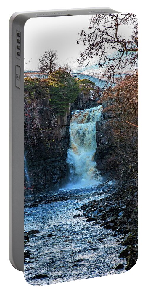 Waterfall Portable Battery Charger featuring the photograph High Force on the river Tees #2 by Jeff Townsend