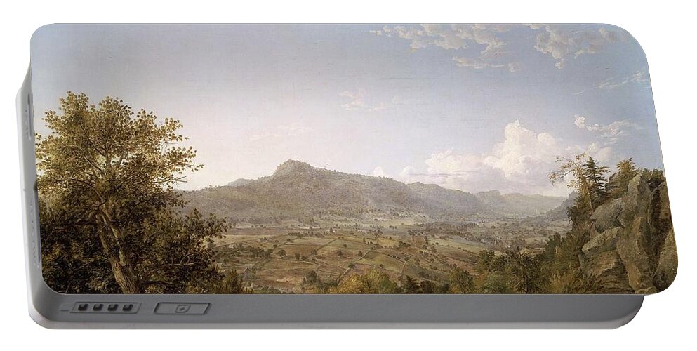 Schatacook Mountain Portable Battery Charger featuring the painting Housatonic Valley by MotionAge Designs