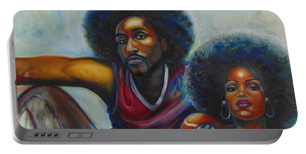 African American Art Portable Battery Charger featuring the painting Black Power by Emery Franklin