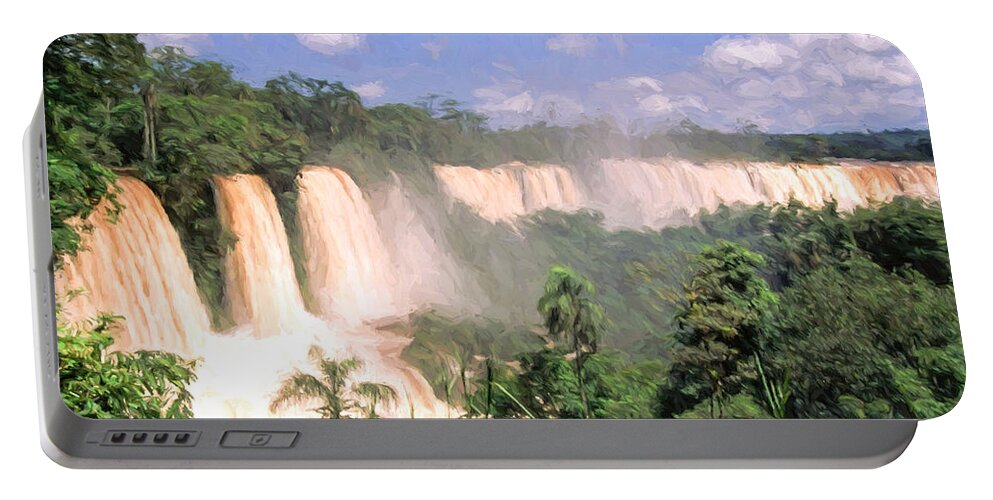 Brazil Portable Battery Charger featuring the digital art Iguazu Falls 3 #1 by Roy Pedersen