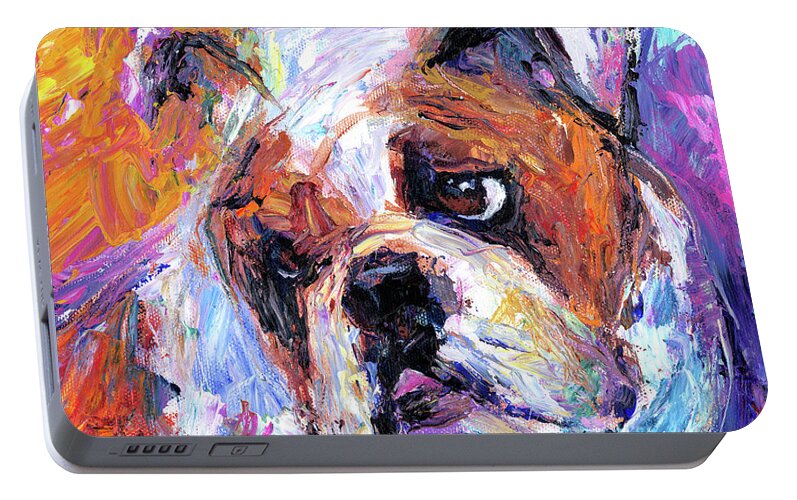 English Bulldog Painting Portable Battery Charger featuring the painting Impressionistic Bulldog painting #1 by Svetlana Novikova