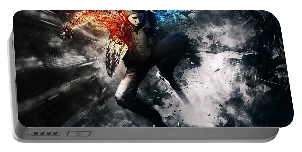Infamous Second Son Portable Battery Charger featuring the digital art inFAMOUS Second Son #1 by Super Lovely