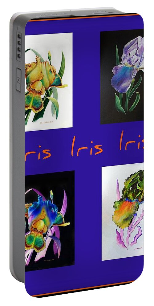 Irises Portable Battery Charger featuring the mixed media Iris #1 by David Neace CPX
