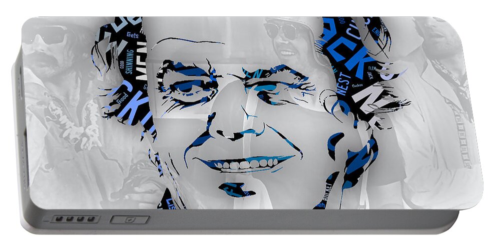 Jack Nicholson Portable Battery Charger featuring the mixed media Jack Nicholson Movie Titles #1 by Marvin Blaine
