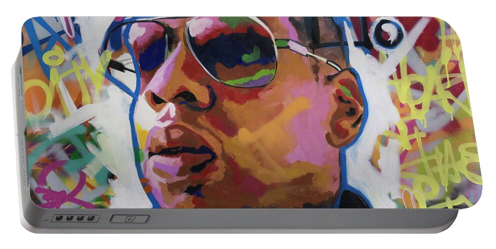 Jay Z Portable Battery Charger featuring the painting Jay Z #1 by Richard Day