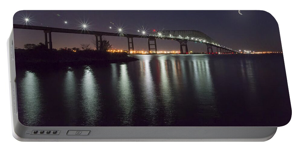 2d Portable Battery Charger featuring the photograph Key Bridge At Night #1 by Brian Wallace