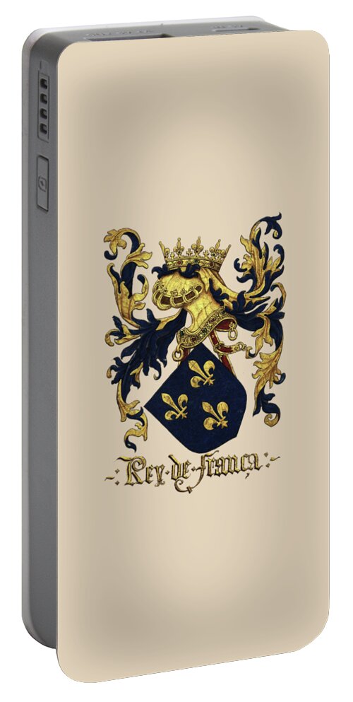 'roll Of Arms� Collection By Serge Averbukh Portable Battery Charger featuring the photograph King of France Coat of Arms - Livro do Armeiro-Mor by Serge Averbukh