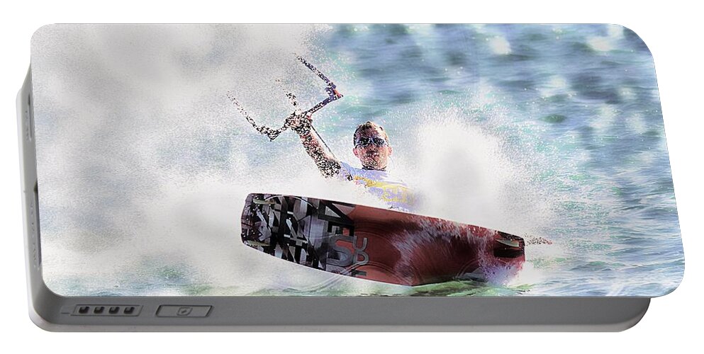 Nature Portable Battery Charger featuring the photograph Kitesurf #1 by Jean Francois Gil