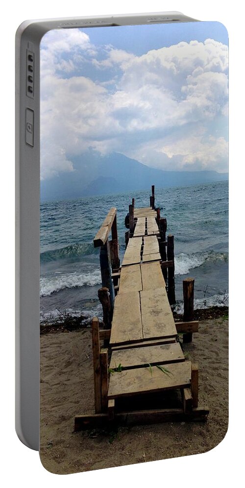 Guatemala Portable Battery Charger featuring the photograph Lake Atitlan Dock #1 by Brian Eberly