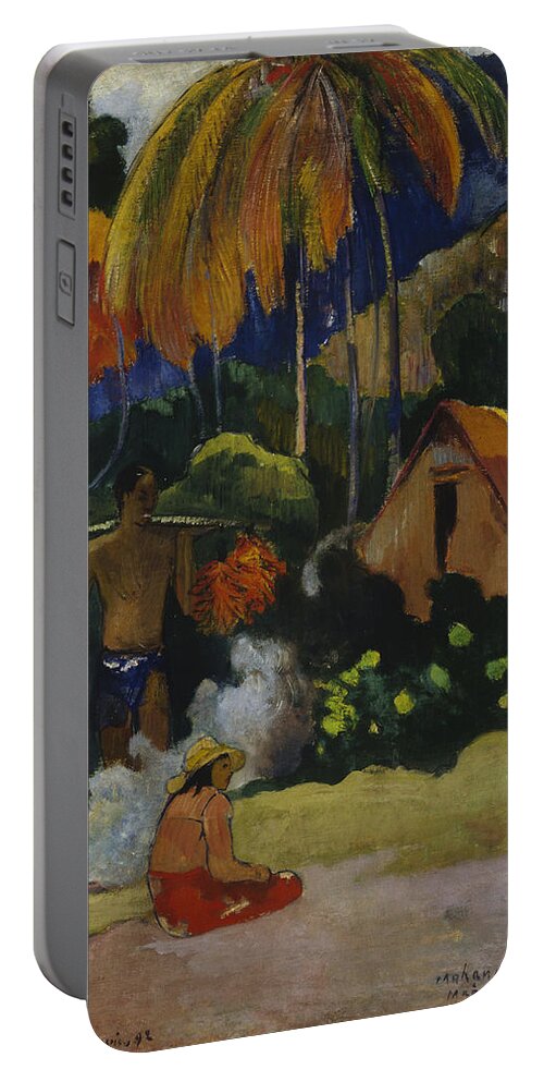 Paul Gauguin Portable Battery Charger featuring the painting Landscape In Tahiti #1 by Paul Gauguin