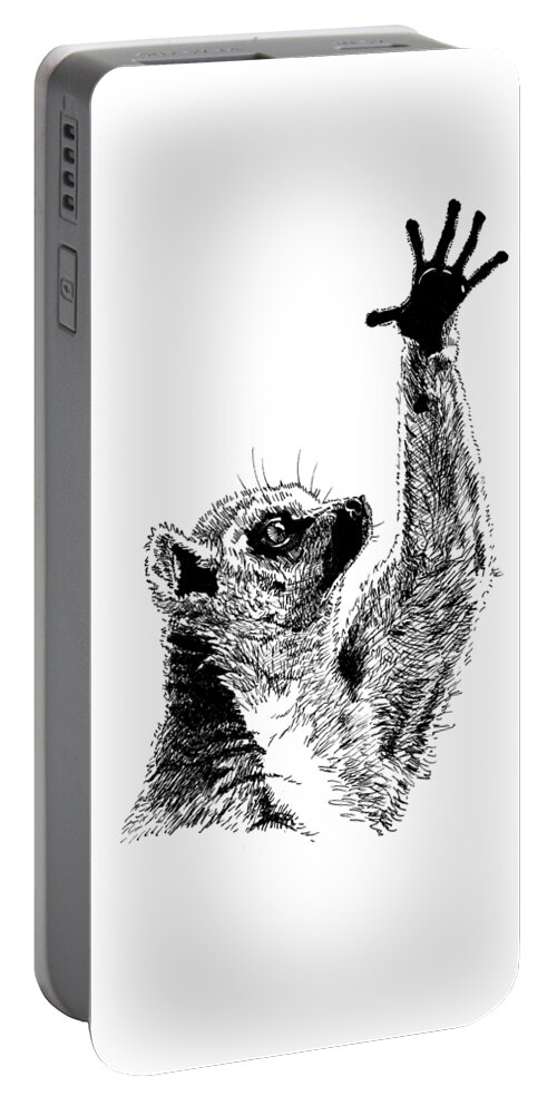 Pets Portable Battery Charger featuring the painting Lemur #1 by Masha Batkova