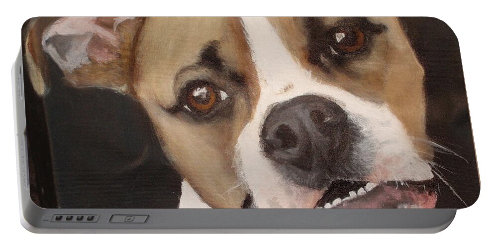 Boxer Portable Battery Charger featuring the painting Leo #1 by Carol Russell