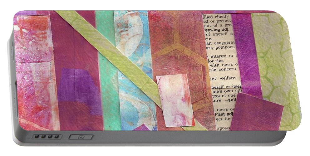 Monoprint Portable Battery Charger featuring the painting Lines on a Page #1 by Cynthia Westbrook