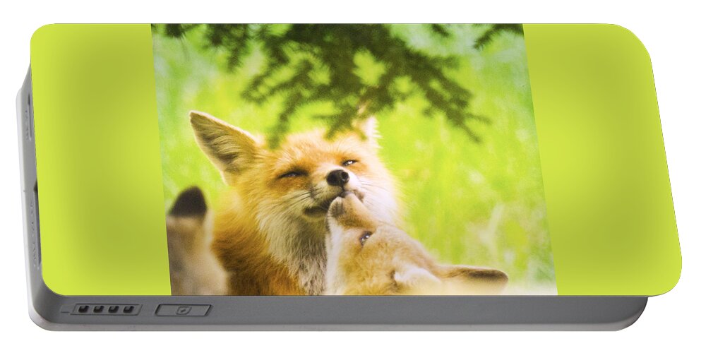 Red Foxes Portable Battery Charger featuring the photograph Love and Kisses #1 by Kristin Hatt