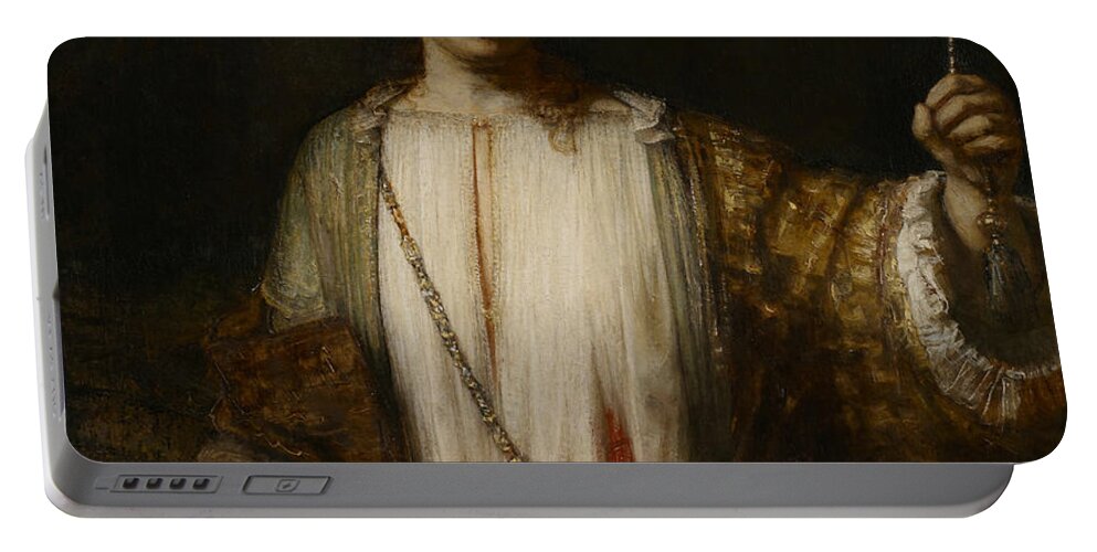 Rembrandt Portable Battery Charger featuring the painting Lucretia by Rembrandt