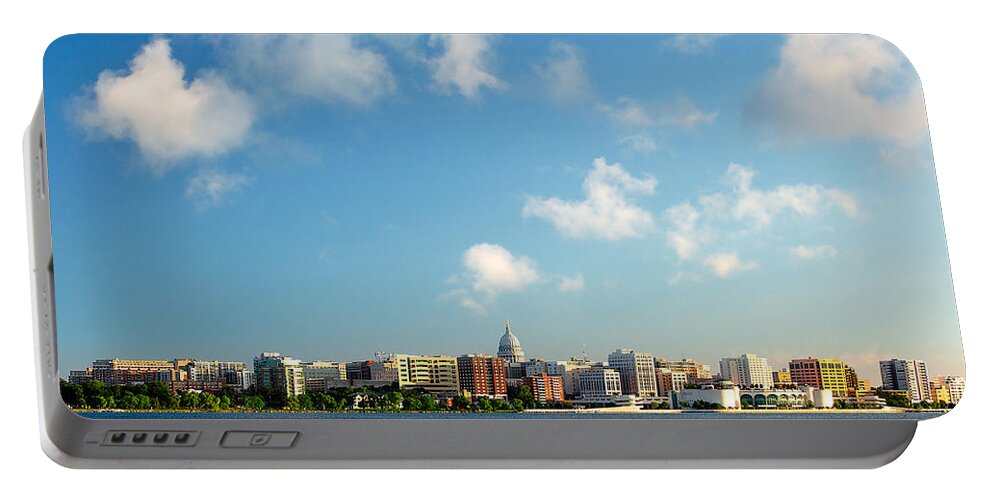 Madison Portable Battery Charger featuring the photograph Madison Skyline #1 by Todd Klassy