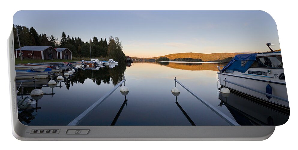 Ship Portable Battery Charger featuring the photograph Marina at sunset #1 by Ulrich Kunst And Bettina Scheidulin
