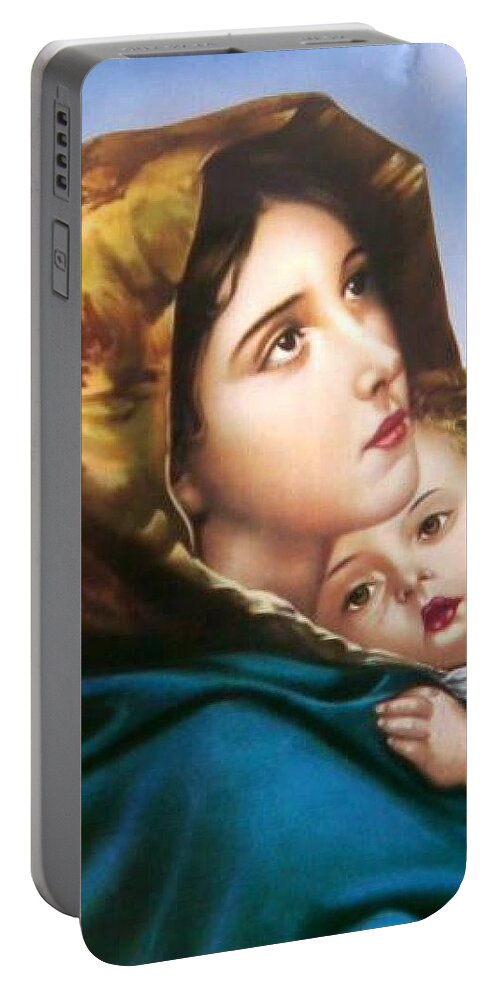 Christmas Portable Battery Charger featuring the painting Mary and Baby Jesus by Artist Unknown