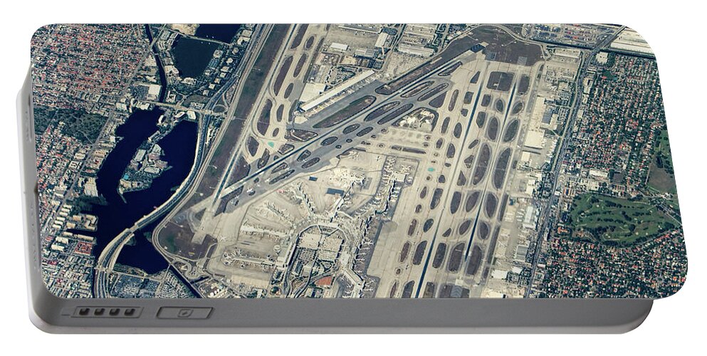 Miami International Airport Portable Battery Charger featuring the photograph Miami International Airport Aerial Photo by David Oppenheimer