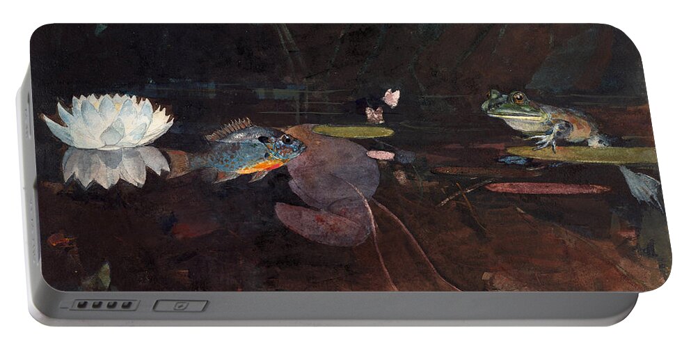 Winslow Homer Portable Battery Charger featuring the drawing Mink Pond #1 by Winslow Homer