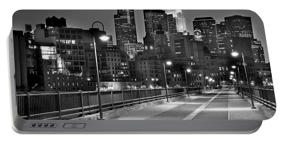 Minneapolis Skyline Portable Battery Charger featuring the photograph Minneapolis Skyline from Stone Arch Bridge #1 by Jon Holiday