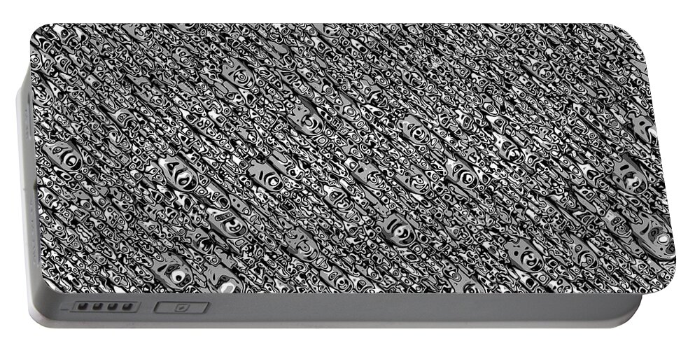 Black And White Portable Battery Charger featuring the digital art Monochromatic Abstract by Phil Perkins