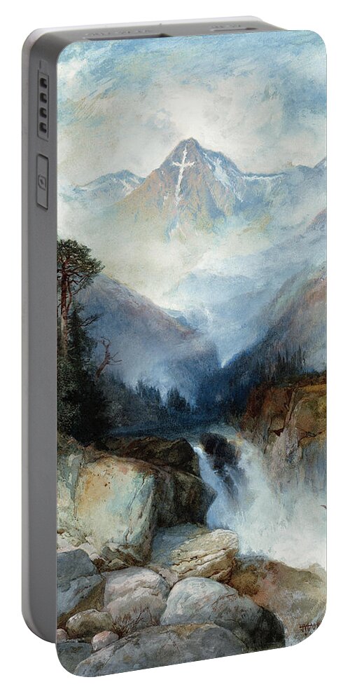 Thomas Moran Portable Battery Charger featuring the painting Mountain of the Holy Cross #1 by Thomas Moran