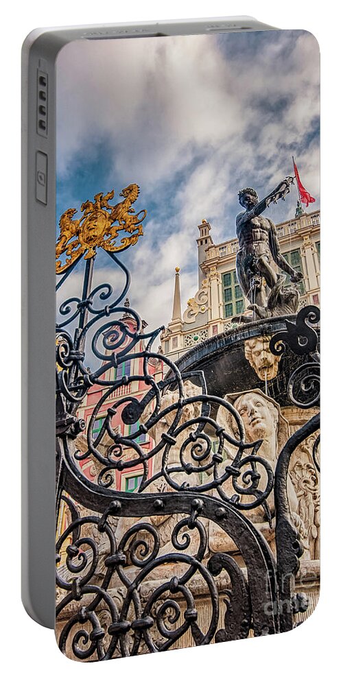 City Portable Battery Charger featuring the photograph Naptune's Fountain by Mariusz Talarek