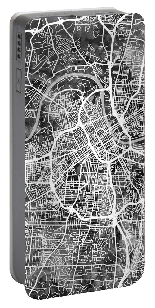 Nashville Portable Battery Charger featuring the digital art Nashville Tennessee City Map #1 by Michael Tompsett