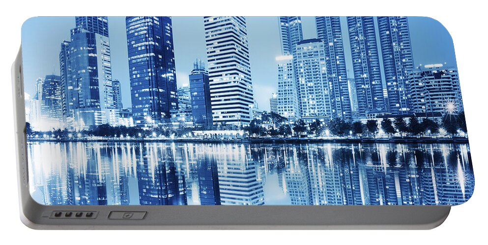 Architecture Portable Battery Charger featuring the photograph Night Scenes Of City #1 by Setsiri Silapasuwanchai