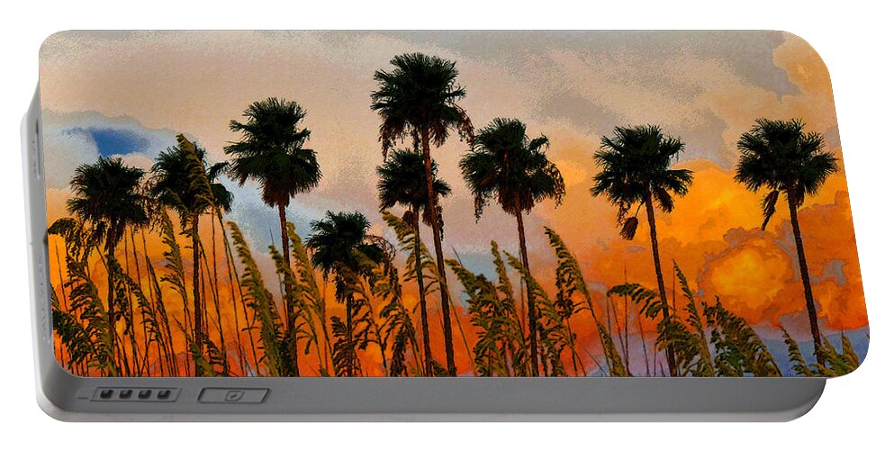 Nine Palms Portable Battery Charger featuring the painting Nine palms #1 by David Lee Thompson