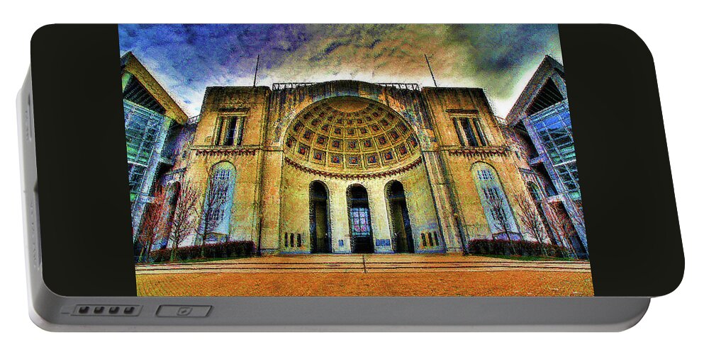 Osu Rotunda Portable Battery Charger featuring the mixed media Ohio State University #1 by DJ Fessenden