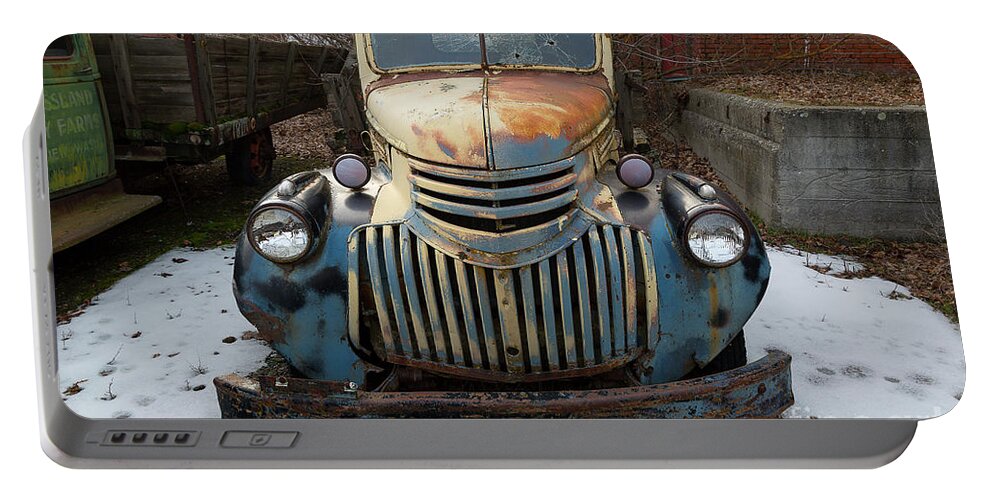 Dave's Old Truck Rescue Portable Battery Charger featuring the photograph Old Blue #1 by Idaho Scenic Images Linda Lantzy