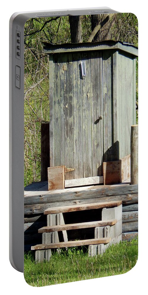 Outhouse Portable Battery Charger featuring the photograph On a Pedestal #2 by Wild Thing