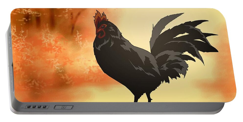 Rooster Portable Battery Charger featuring the digital art Onward by Alice Chen