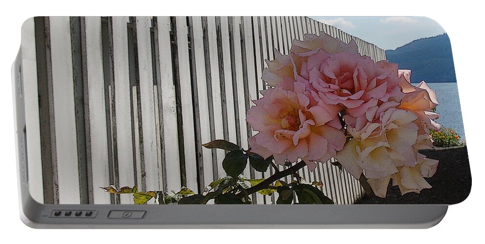 Rose Portable Battery Charger featuring the photograph Orcas Island Rose by Tim Nyberg