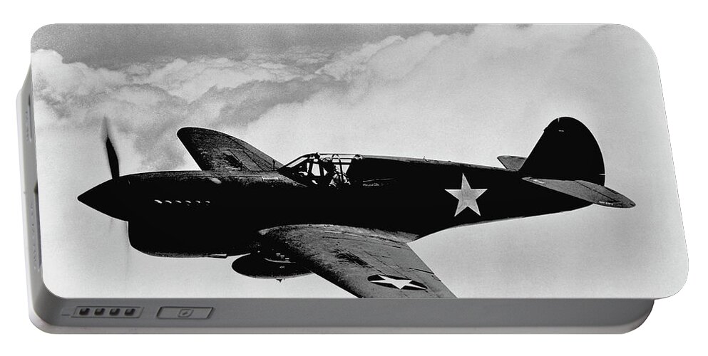 Ww2 Portable Battery Charger featuring the photograph P-40 Warhawk by War Is Hell Store