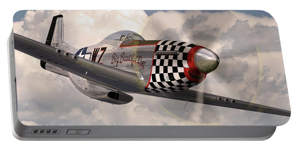 P-51 Mustang Portable Battery Charger featuring the digital art P-51 Mustang Big Beautiful Doll by Airpower Art