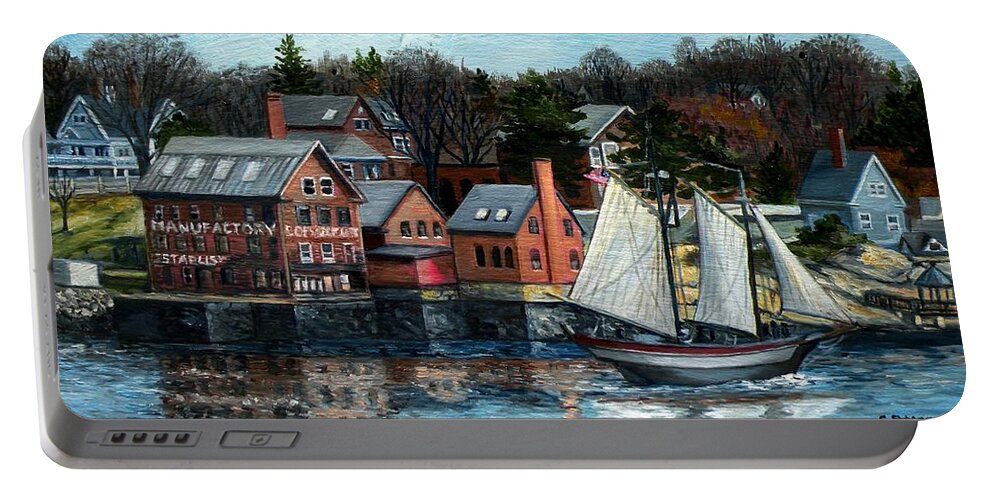 Gloucester Portable Battery Charger featuring the painting Paint Factory, Gloucester, MA #1 by Eileen Patten Oliver