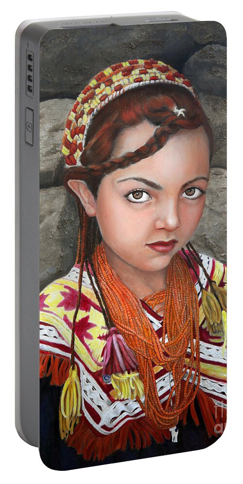 Figurative Art Portable Battery Charger featuring the painting Pakistani Girl #1 by Portraits By NC