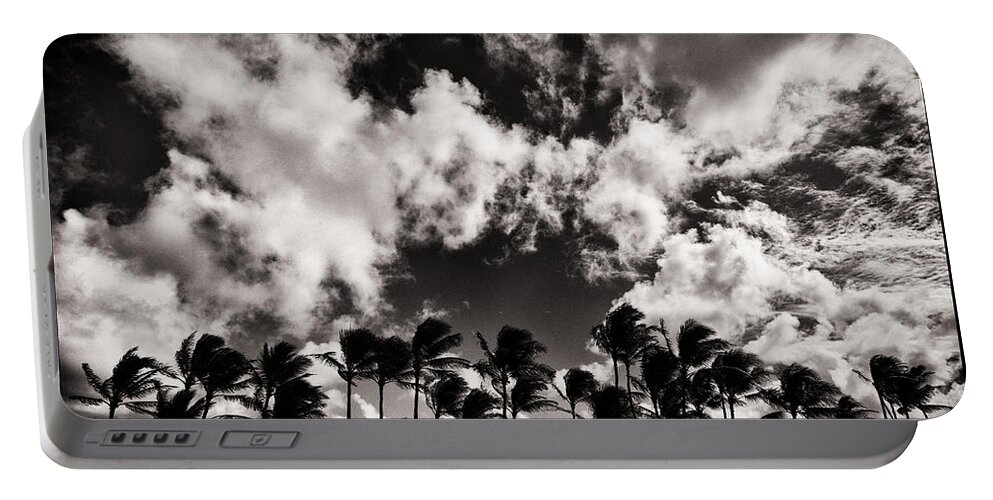  Portable Battery Charger featuring the photograph Palms Blowing in the Wind by Lawrence Knutsson