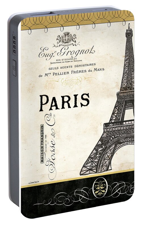 Paris Portable Battery Charger featuring the painting Paris Ooh La La 1 #1 by Debbie DeWitt