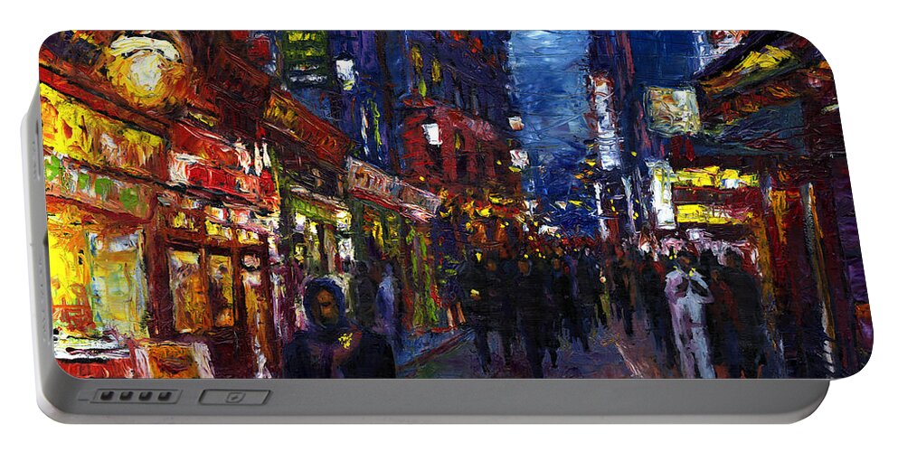 Oil Portable Battery Charger featuring the painting Paris Quartier Latin 01 by Yuriy Shevchuk