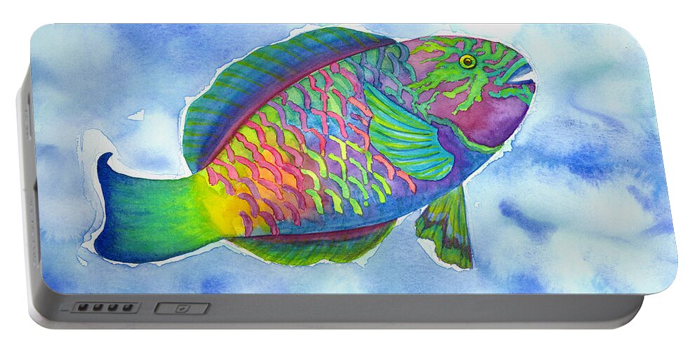 Parrotfish Portable Battery Charger featuring the painting Parrotfish #2 by Lucy Arnold