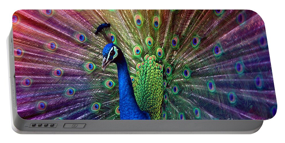 Beauty Portable Battery Charger featuring the photograph Peacock #1 by Hannes Cmarits