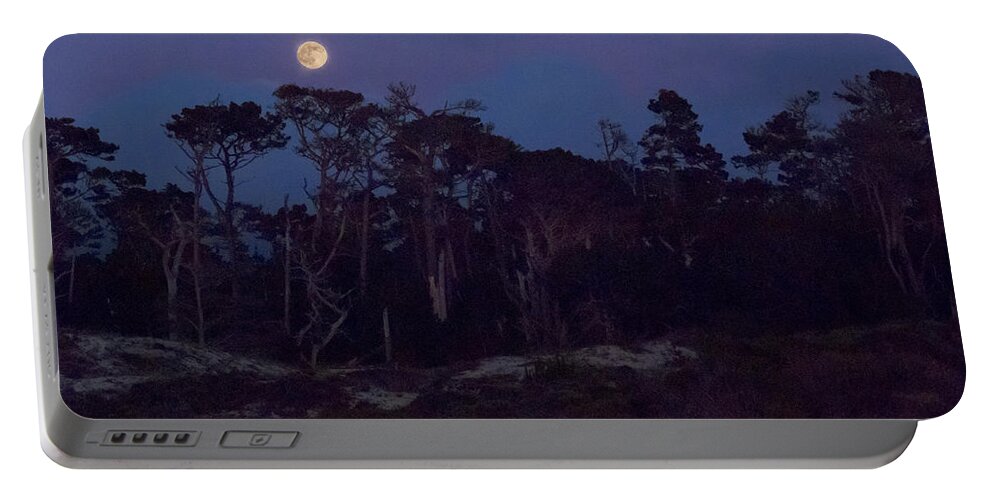 Moon Portable Battery Charger featuring the photograph Pebble Beach Moonrise by Derek Dean
