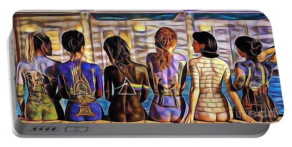 Pink Floyd Portable Battery Charger featuring the mixed media Pink Floyd Collection by Marvin Blaine