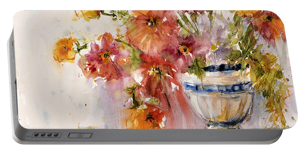 Flower Portable Battery Charger featuring the painting Poppies #1 by Judith Levins