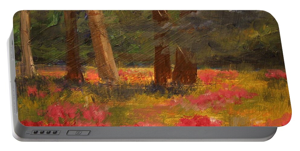Poppy Painting Portable Battery Charger featuring the painting Poppy Meadow by Julie Lueders 